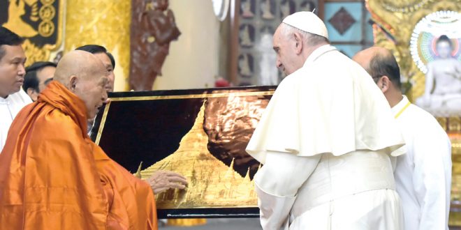 Pope urges Myanmar to resist 'revenge'